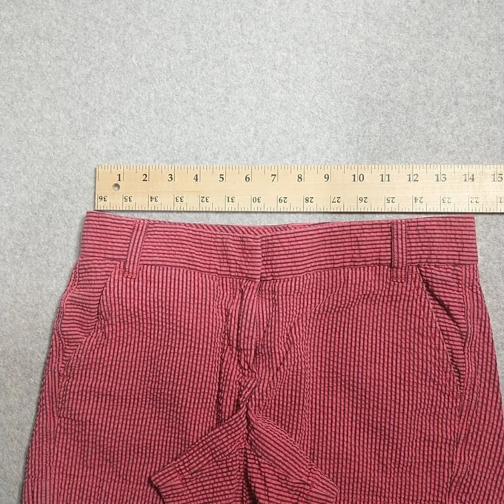 J. Crew Woman's Shorts Size 2 Red/Black Striped Cotton . Condition is Pre-owned.